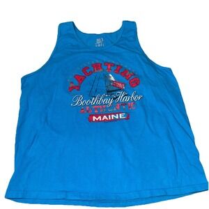 Vintage Fruit Of The Loom Boothbay Harbor Maine Tank Top Men's XL Blue